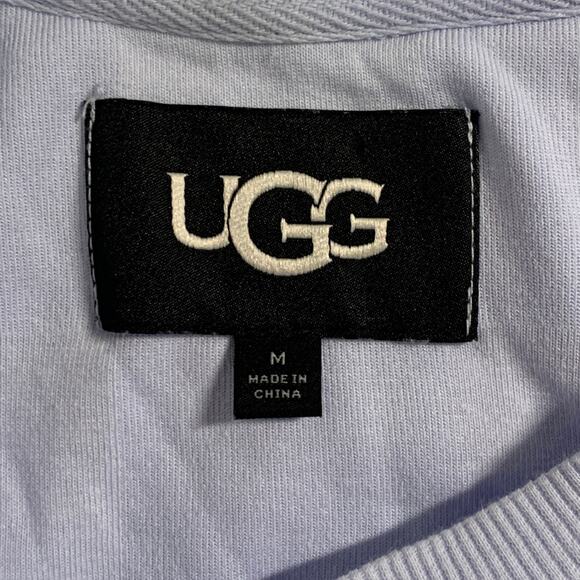 UGG M Teagin Check Short Sleeve Top Cotton Blend Ocean Fog Textured Sports - Picture 4 of 13